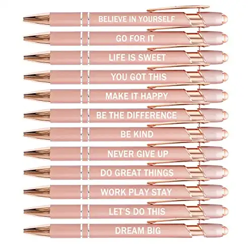Rose Gold Pens with Inspirational Motivational Quotes